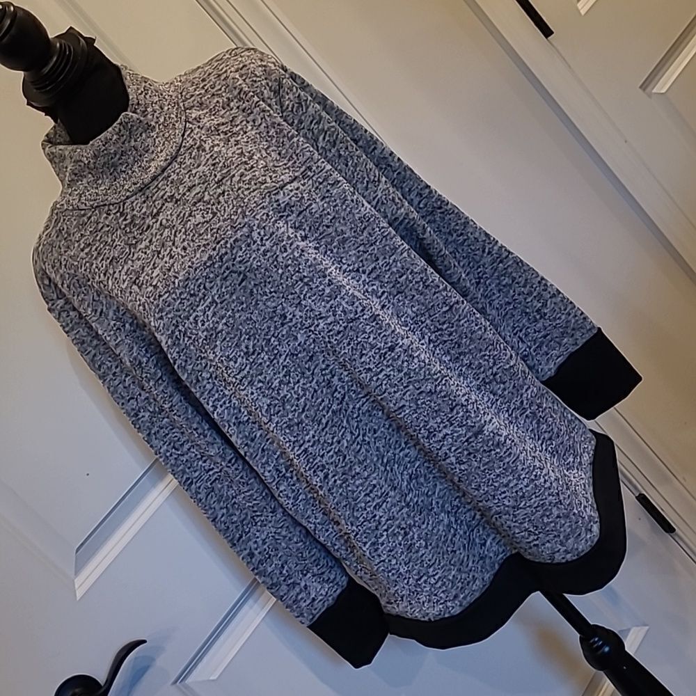 Serra Gray and Black Fleece Knit Mock Neck